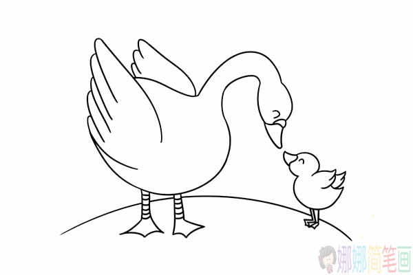 鹅妈妈和小鹅宝宝的简笔画,大白鹅简笔画图片
