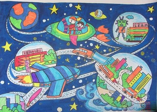 儿童科幻画绘画作品图片
