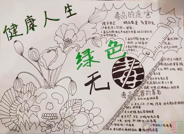 健康人生绿色无毒手抄报图片