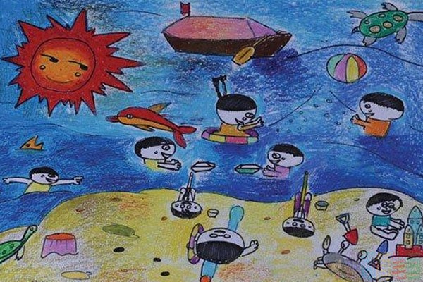 海滩简笔画图片大全