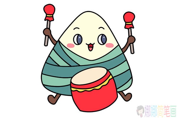 端午节卡通粽子简笔画彩色,卡通粽子简笔画步骤