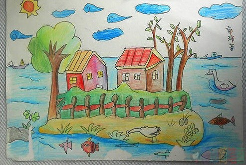 小学生彩铅风景画