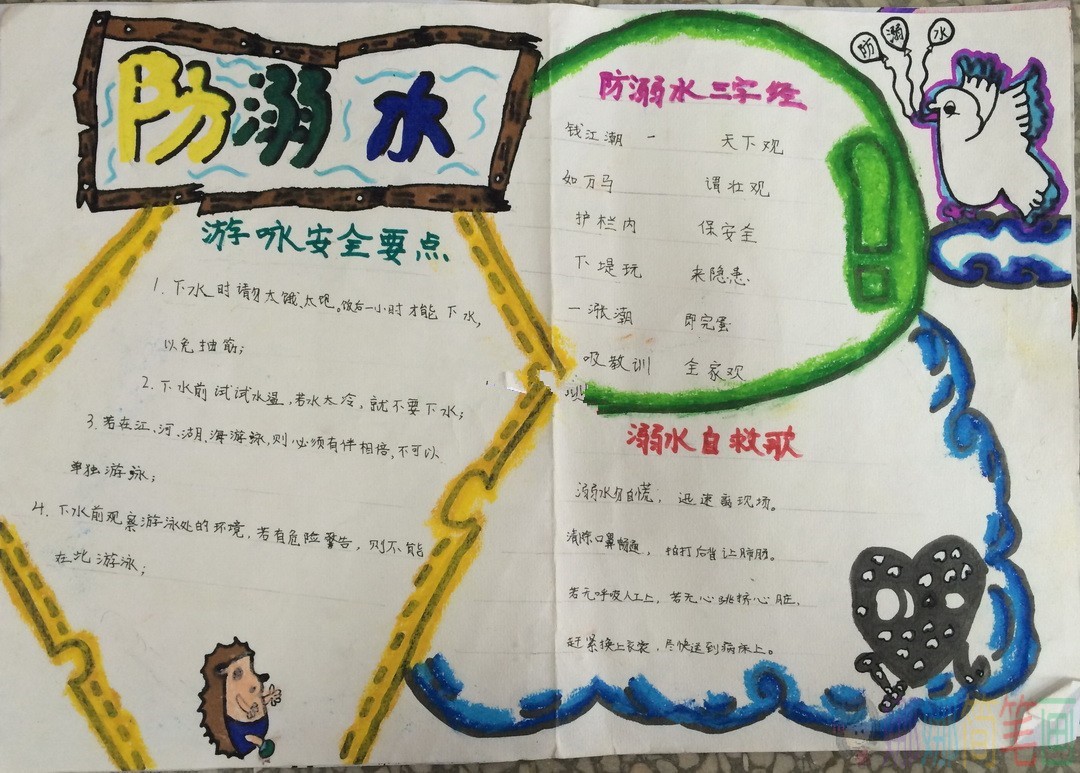 安全防范——防溺水手抄报简单