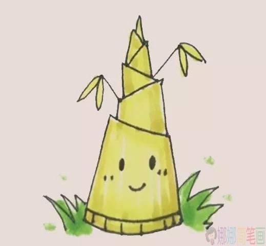 卡通版竹笋简笔画画法步骤图解教程