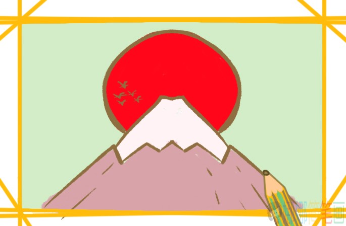 漂亮的富士山简笔画图片教程