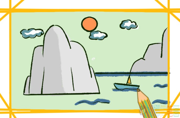 简单美丽的山水简笔画画法图片教程