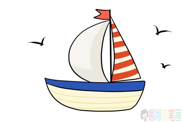 小帆船简笔画彩色,小帆船简笔画步骤