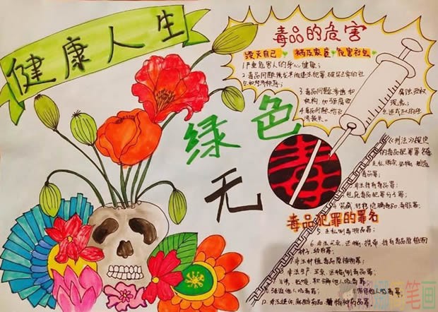 健康人生绿色无毒手抄报图片