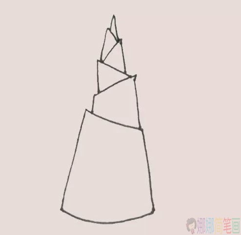 卡通版竹笋简笔画画法步骤图解教程