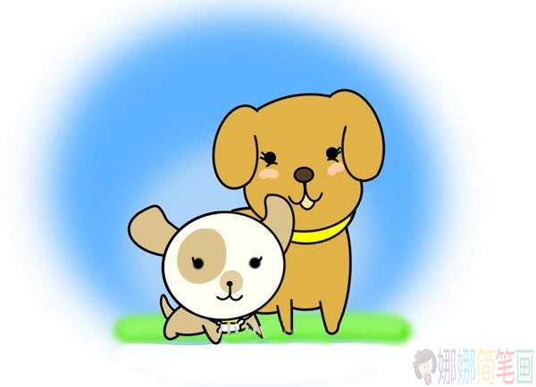 两只可爱的狗狗简笔画