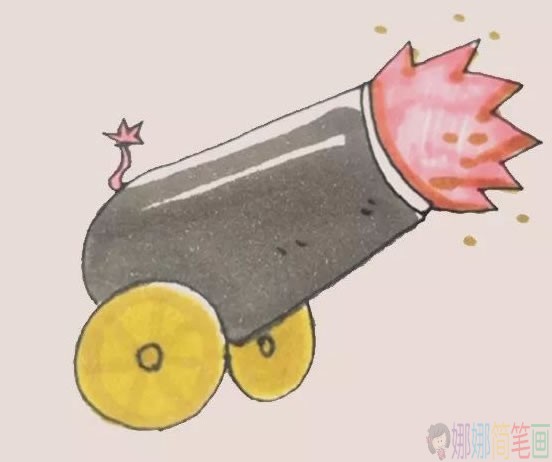 大炮简笔画步骤,大炮简笔画图解教程