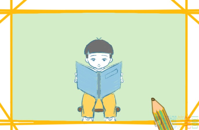 读书的孩子简笔画图片