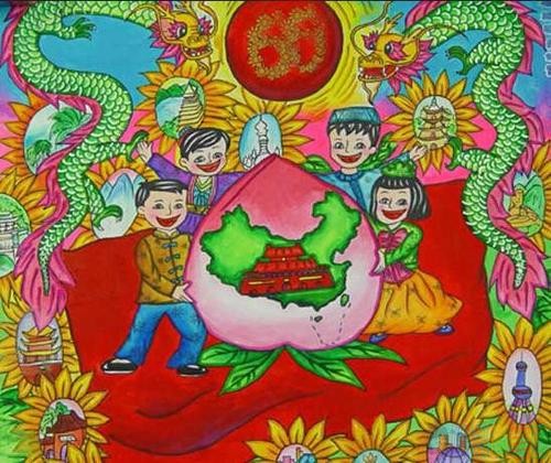 关于国庆的儿童绘画图片