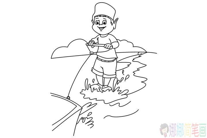 玩耍的男孩子简笔画
