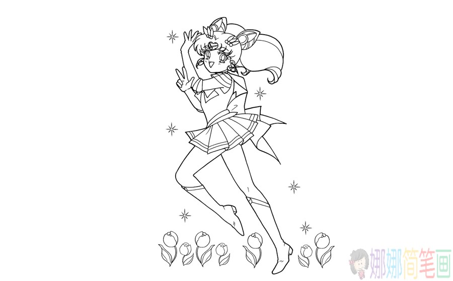 美少女战士简笔画线稿