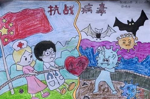 抗击新冠优秀儿童画作品图片