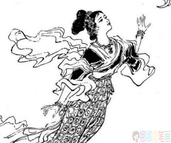 中秋节嫦娥奔月简笔画