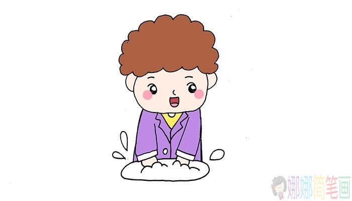 防控疫情勤洗手人物简笔画
