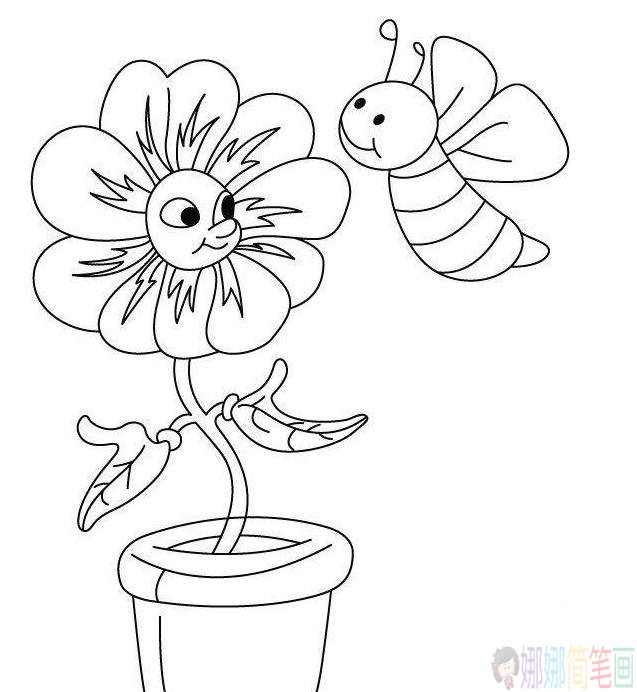 采蜜的小蜜蜂简笔画图片
