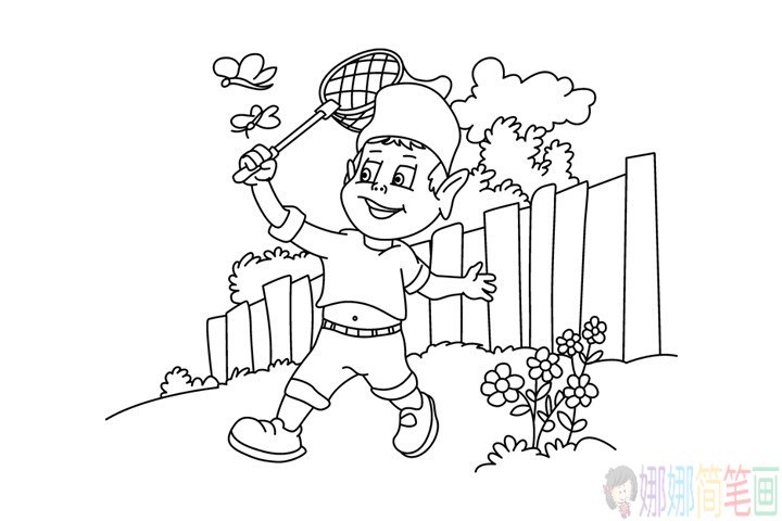玩耍的男孩子简笔画