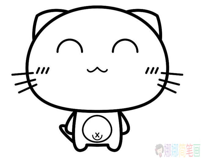 小猫钓鱼简笔画图片