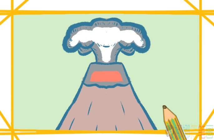 火山简笔画图片
