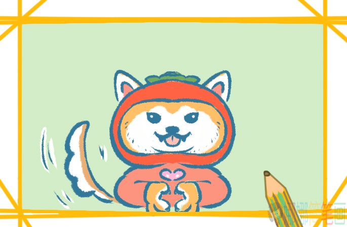 柴犬简笔画,柴犬儿童画