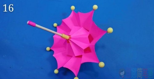 迷你折纸雨伞教程图