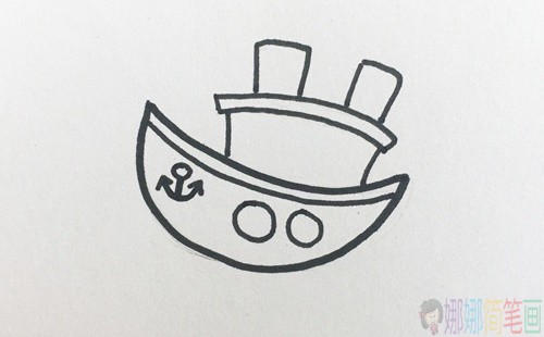 游轮简笔画,轮船儿童画