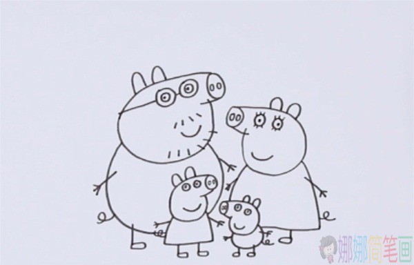 小猪佩奇一家人简笔画