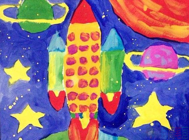 宇宙飞船儿童绘画大全