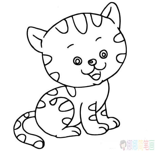 小猫钓鱼简笔画图片