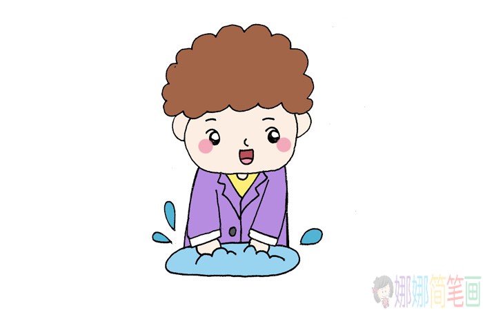 防控疫情勤洗手人物简笔画