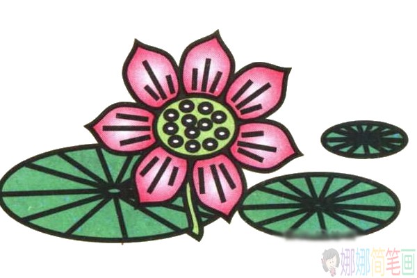各种造型的彩色荷花简笔画
