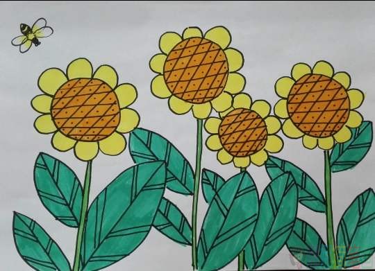 向日葵儿童画图片大全