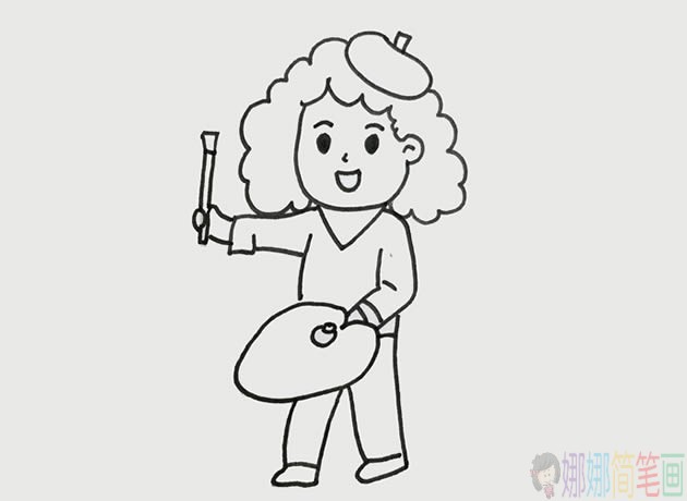 简单好看的女画家简笔画教程