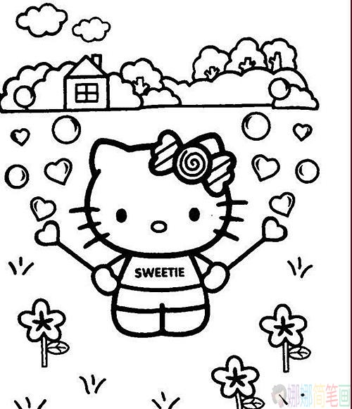 凯蒂猫幼儿简笔画图片