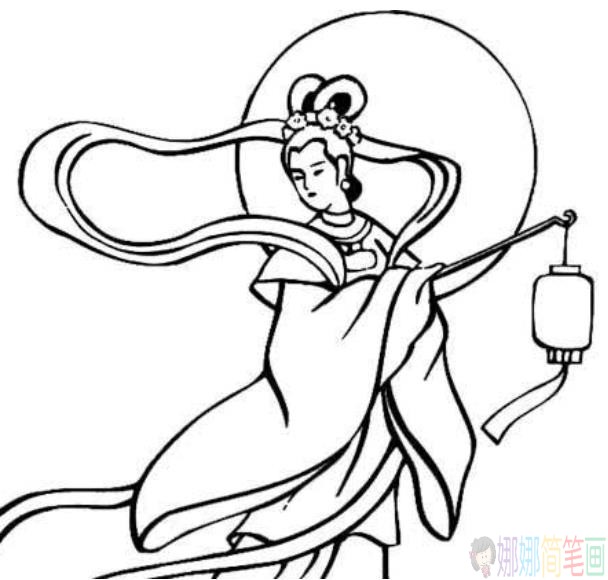 中秋节嫦娥奔月简笔画