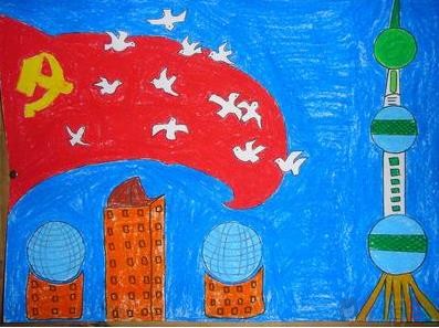 欢度国庆节幼儿绘画作品
