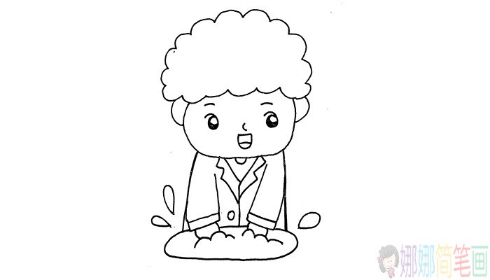 防控疫情勤洗手人物简笔画