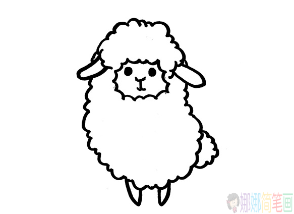 呆萌的羊驼儿童简笔画