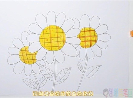 彩色向日葵简笔画步骤图
