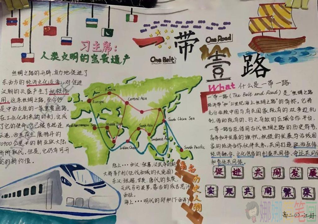 一带一路同心筑梦手抄报作品