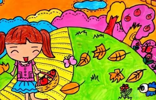 秋天儿童画,秋天来了儿童绘画