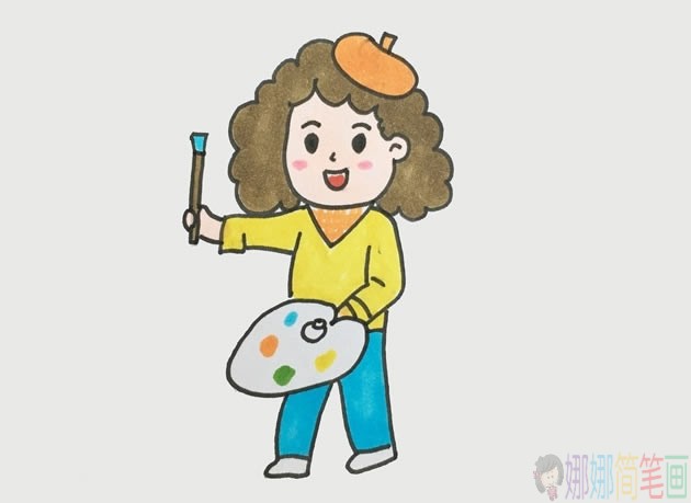 简单好看的女画家简笔画教程
