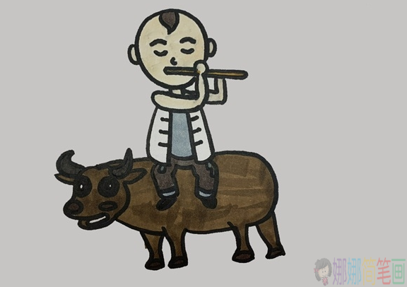 放牛娃简笔画绘画教程
