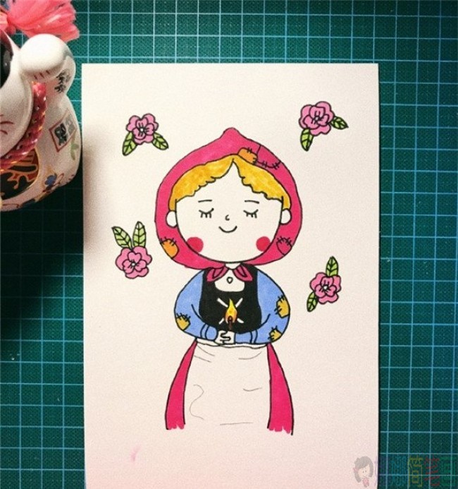 卖火柴的小女孩人物简笔画图片