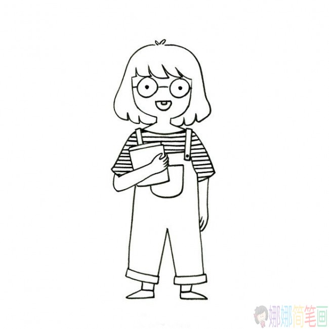 时尚女孩人物简笔画大全