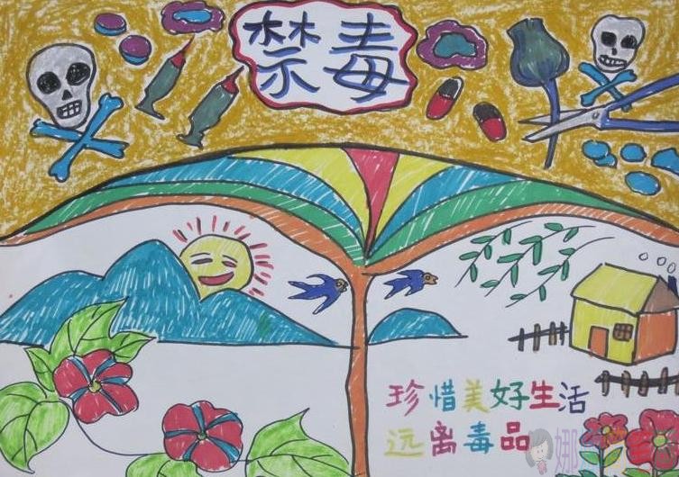 禁毒主题儿童画大全
