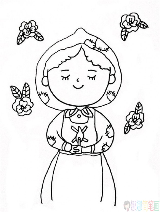 卖火柴的小女孩人物简笔画图片
